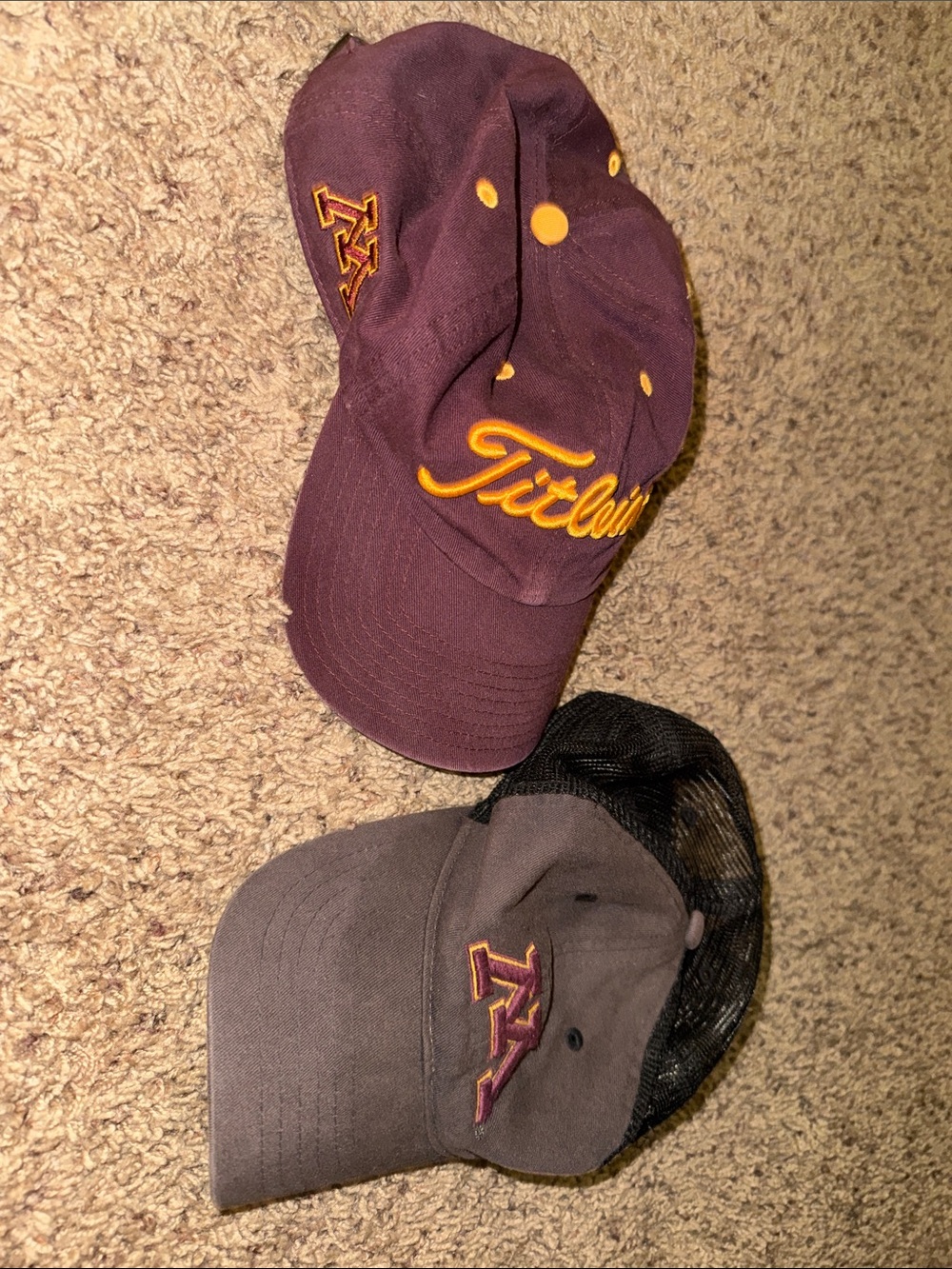 Titleist Maroon and Zephyr Charcoal Minnesota Gopher Logo Caps